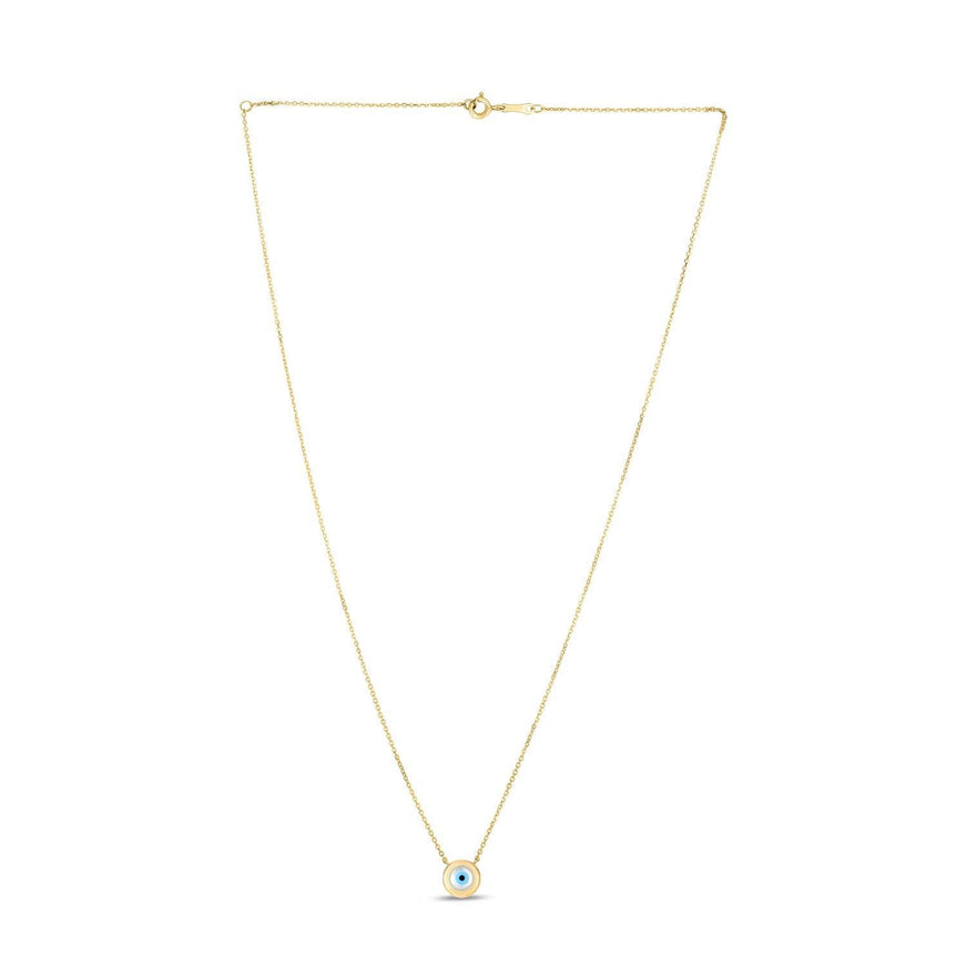 14k Yellow Gold MOP Evil Eye Necklace - Ellie Belle