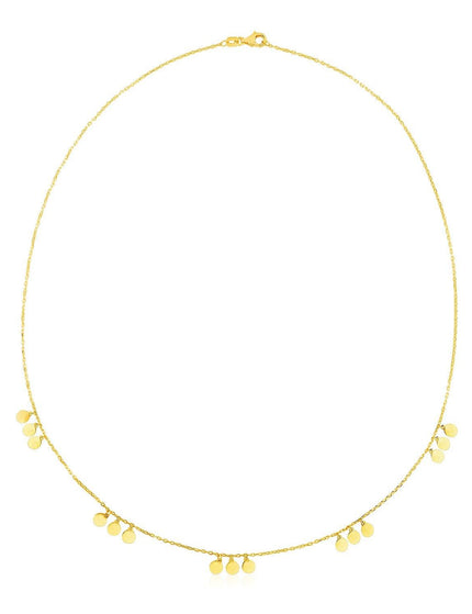 14k Yellow Gold Necklace with Circle Dangle Stations - Ellie Belle