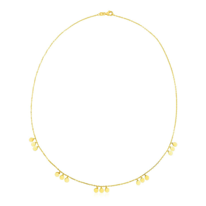 14k Yellow Gold Necklace with Circle Dangle Stations - Ellie Belle