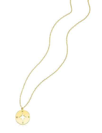 14K Yellow Gold Necklace with Compass - Ellie Belle