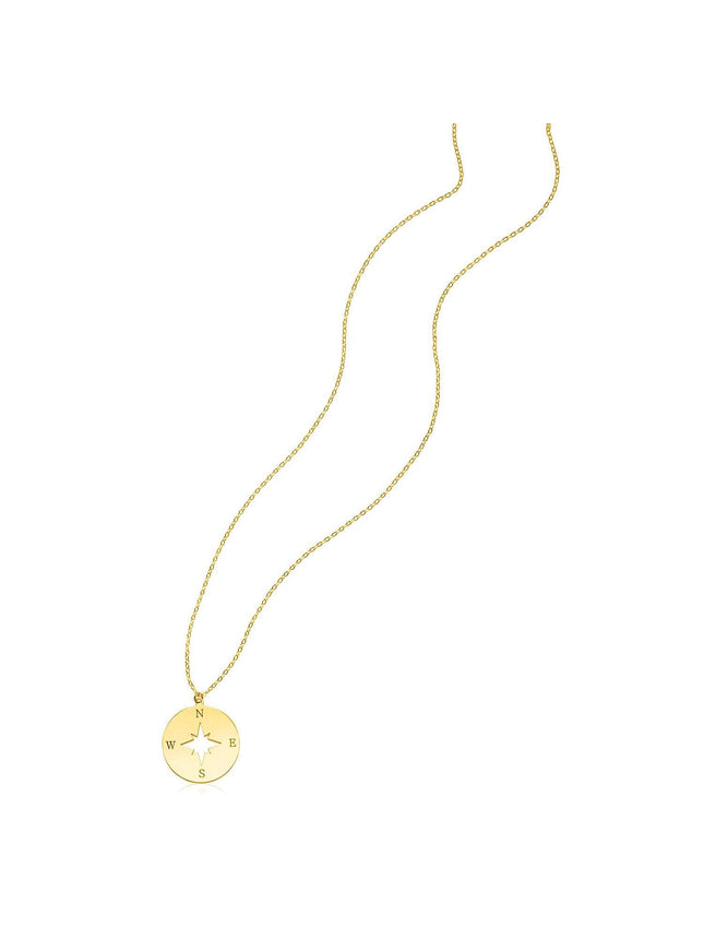 14K Yellow Gold Necklace with Compass - Ellie Belle