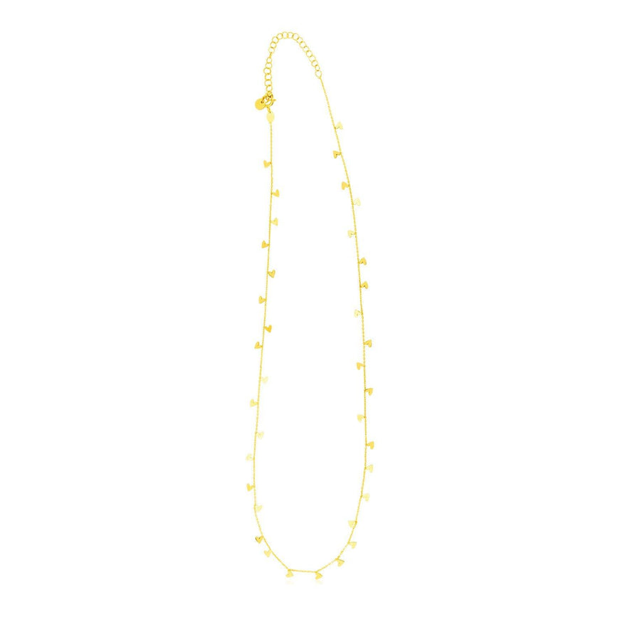 14K Yellow Gold Necklace with Dangling Hearts - Ellie Belle