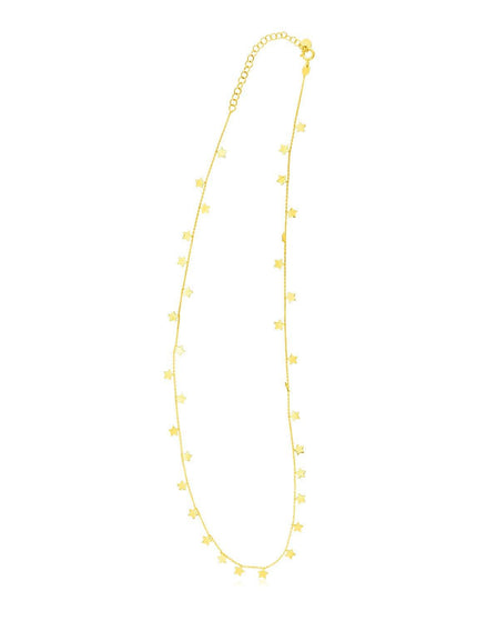 14K Yellow Gold Necklace with Dangling Stars - Ellie Belle