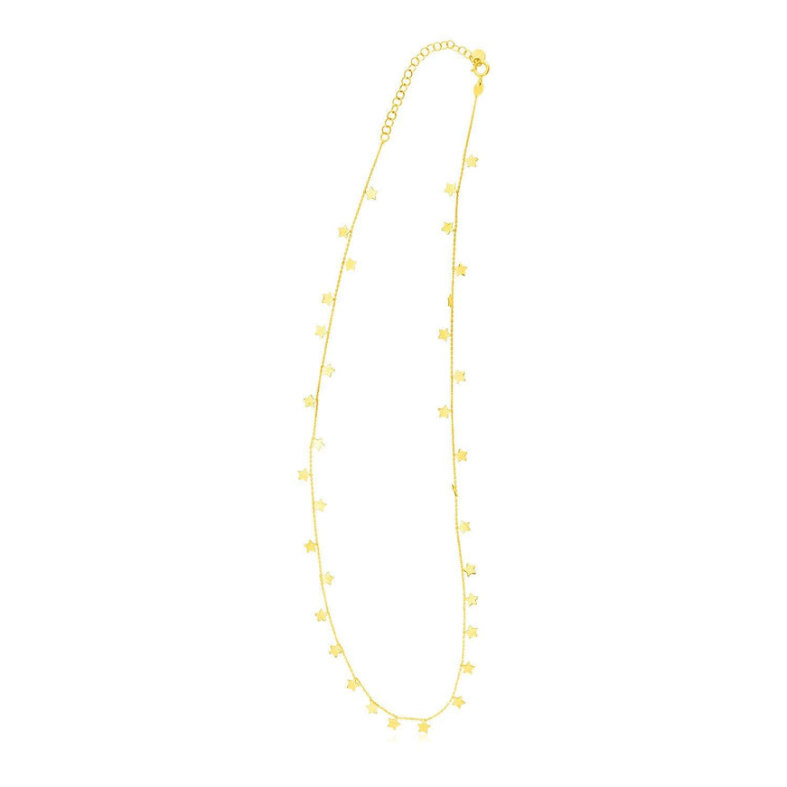 14K Yellow Gold Necklace with Dangling Stars - Ellie Belle