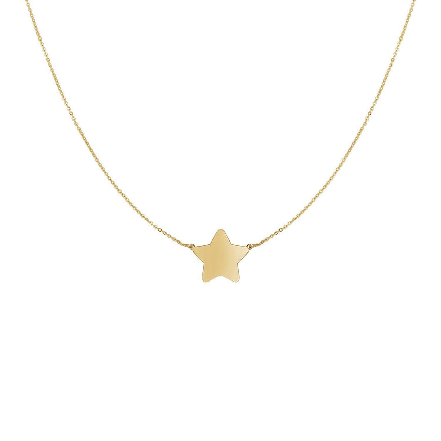 14k Yellow Gold Necklace with Five Pointed Star - Ellie Belle