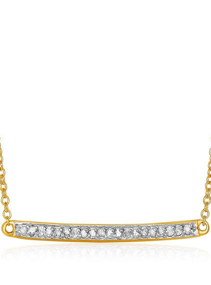 14k Yellow Gold Necklace with Gold and Diamond Bar (1/10 cttw) - Ellie Belle