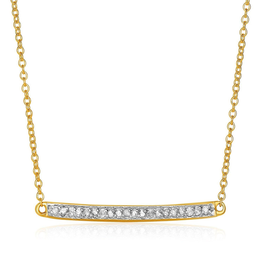 14k Yellow Gold Necklace with Gold and Diamond Bar (1/10 cttw) - Ellie Belle