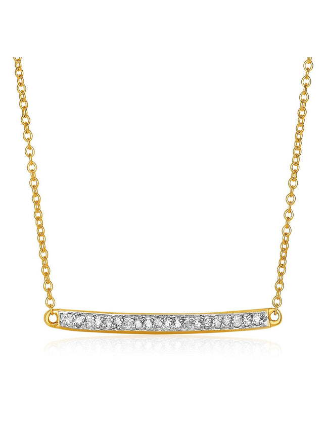 14k Yellow Gold Necklace with Gold and Diamond Bar (1/10 cttw) - Ellie Belle