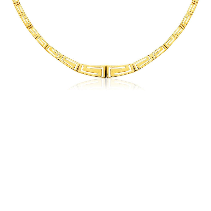 14K Yellow Gold Necklace with Graduated Greek Meander Motif Links - Ellie Belle