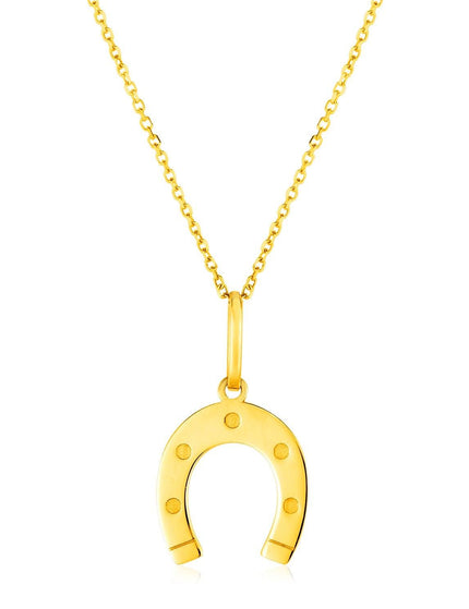 14K Yellow Gold Necklace with Horseshoe - Ellie Belle