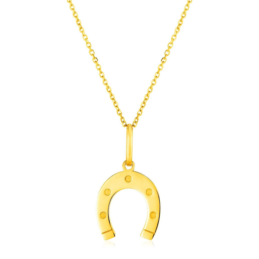 14K Yellow Gold Necklace with Horseshoe - Ellie Belle