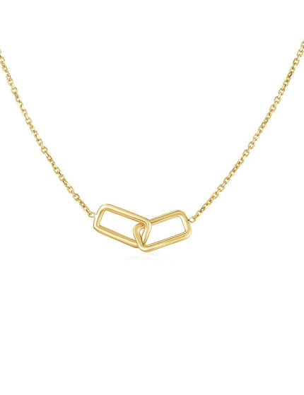 14k Yellow Gold Necklace with Interlocking Petite Rectangles - Ellie Belle
