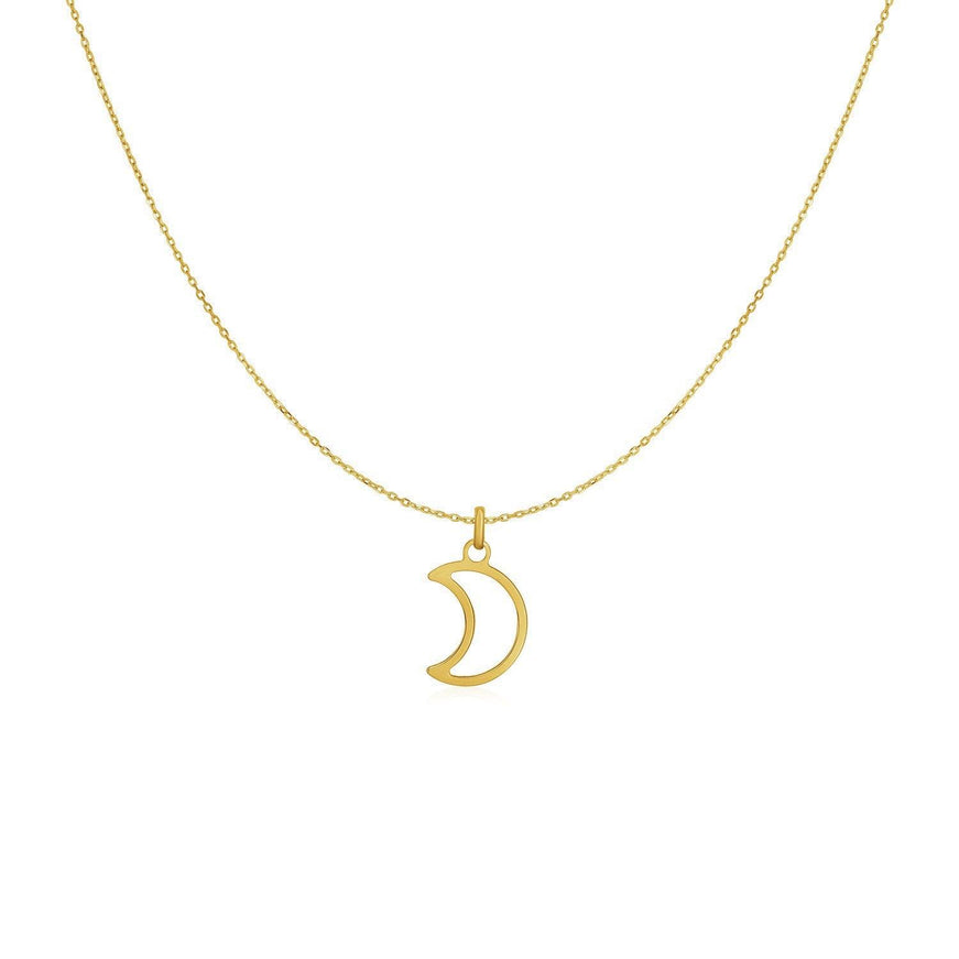 14k Yellow Gold Necklace with Moon - Ellie Belle