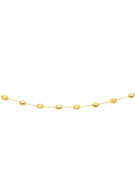 14k Yellow Gold Necklace with Polished and Textured Pebble Stations - Ellie Belle