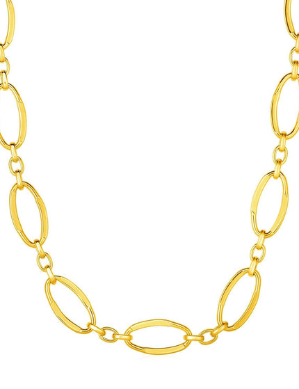 14k Yellow Gold Necklace with Polished Oval Links - Ellie Belle
