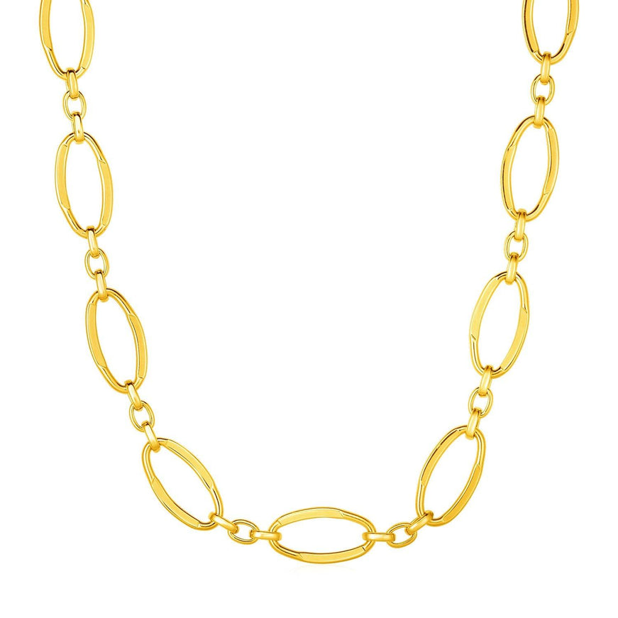 14k Yellow Gold Necklace with Polished Oval Links - Ellie Belle