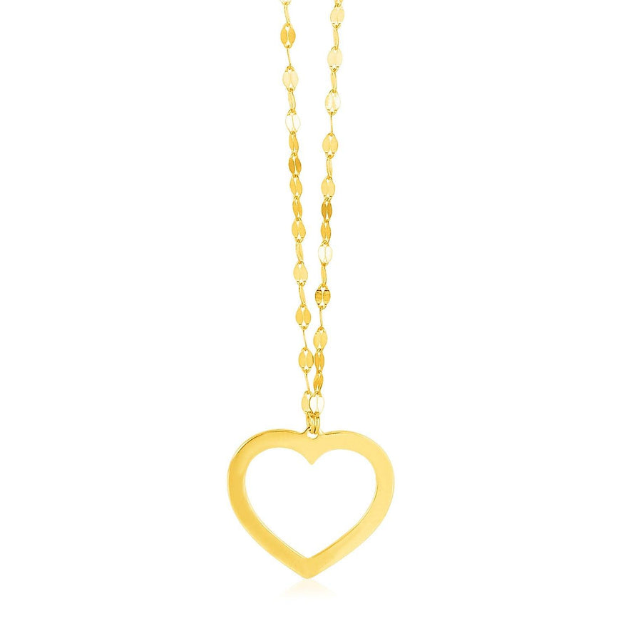 14k Yellow Gold Necklace with Reversible Heart Pendant - Ellie Belle