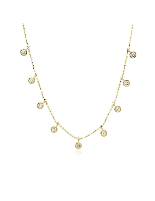 14k Yellow Gold Necklace with Round Diamond Charms - Ellie Belle