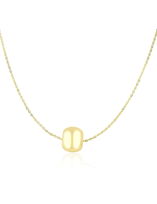 14k Yellow Gold Necklace with Shiny Barrel Bead Charm - Ellie Belle