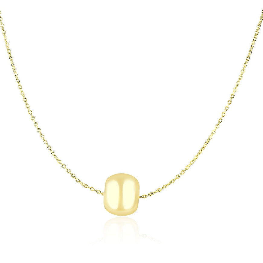 14k Yellow Gold Necklace with Shiny Barrel Bead Charm - Ellie Belle