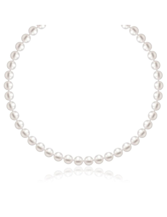 14k Yellow Gold Necklace with White Freshwater Cultured Pearls (6.0mm to 6.5mm) - Ellie Belle