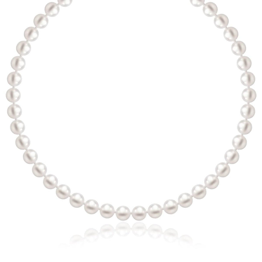 14k Yellow Gold Necklace with White Freshwater Cultured Pearls (6.0mm to 6.5mm) - Ellie Belle