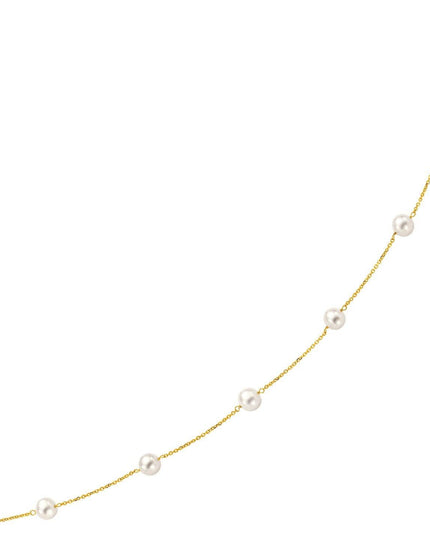 14k Yellow Gold Necklace with White Pearls - Ellie Belle