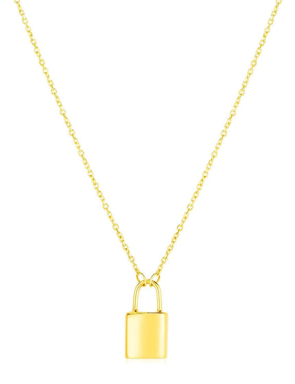 14k Yellow Gold Padlock Necklace - Ellie Belle
