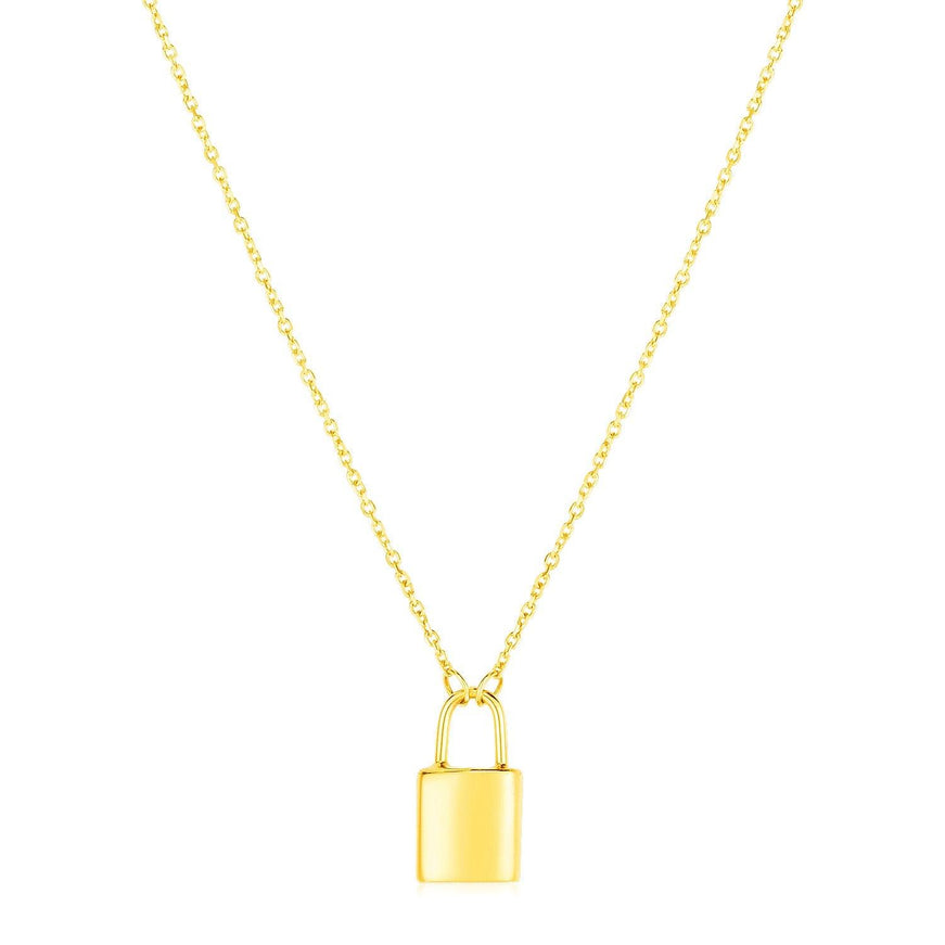 14k Yellow Gold Padlock Necklace - Ellie Belle