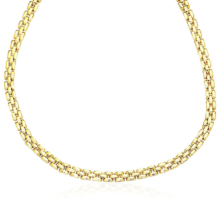 14k Yellow Gold Panther Chain Link Shiny Necklace - Ellie Belle