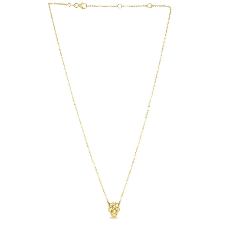 14k Yellow Gold Panther Head Necklace - Ellie Belle