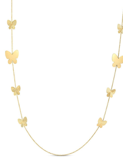 14k Yellow Gold Papillon Graduated Butterfly Necklace - Ellie Belle