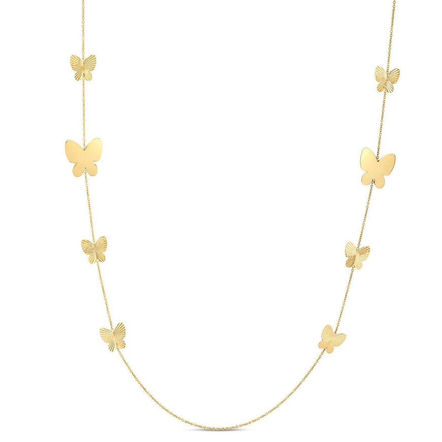 14k Yellow Gold Papillon Graduated Butterfly Necklace - Ellie Belle