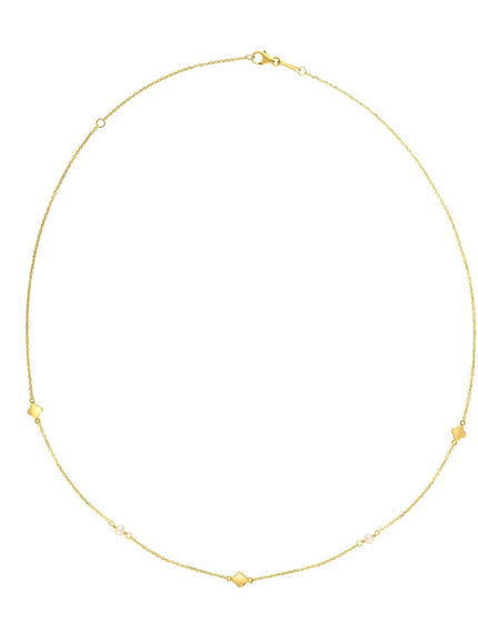 14k Yellow Gold Pearl Clover Necklace - Ellie Belle