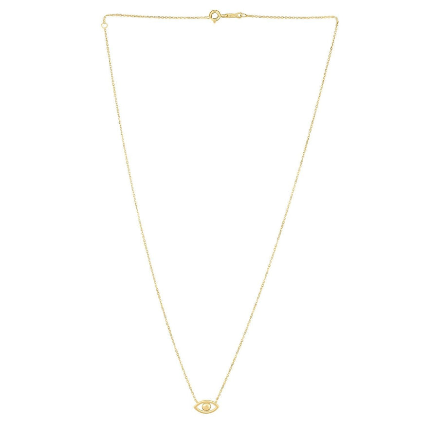 14k Yellow Gold Pearl Evil Eye Necklace - Ellie Belle