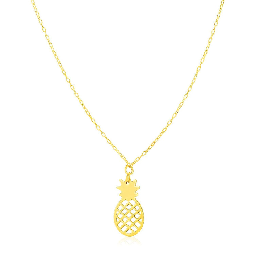 14K Yellow Gold Pineapple Necklace - Ellie Belle