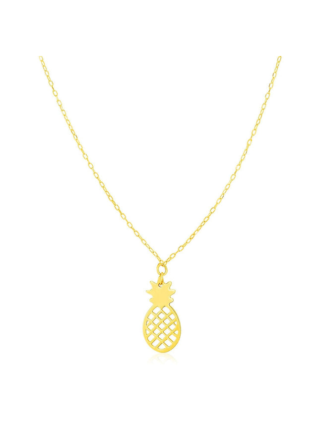 14K Yellow Gold Pineapple Necklace - Ellie Belle