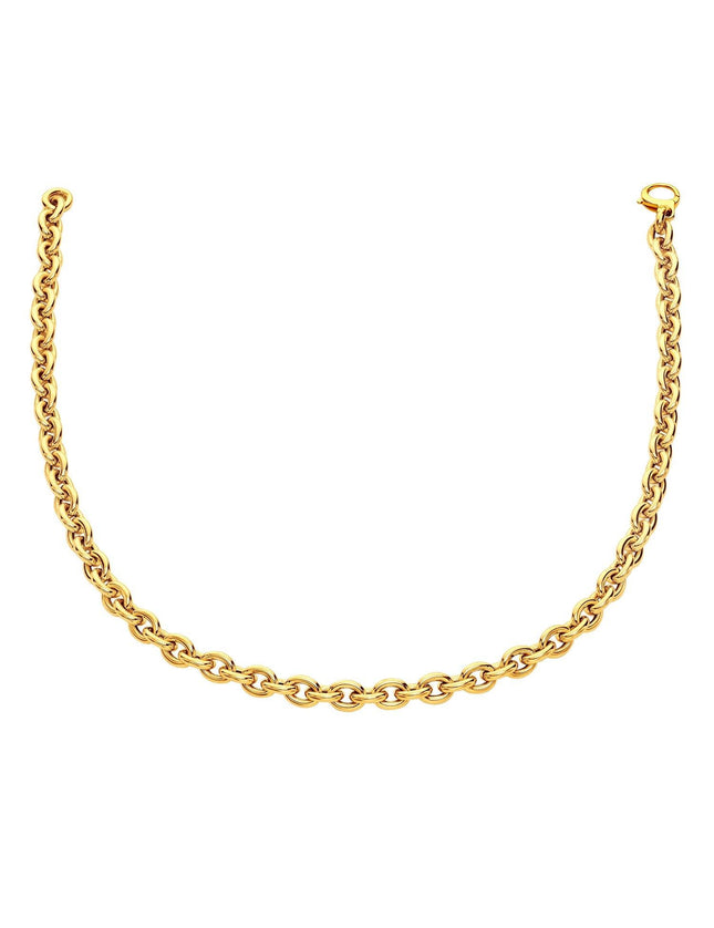 14k Yellow Gold Polished Cable Link Necklace - Ellie Belle