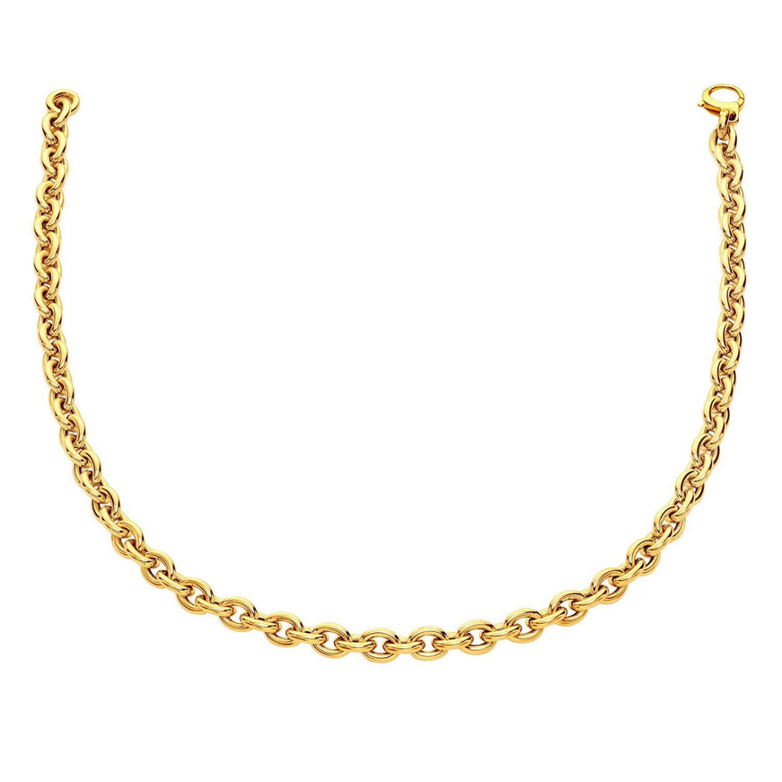 14k Yellow Gold Polished Cable Link Necklace - Ellie Belle