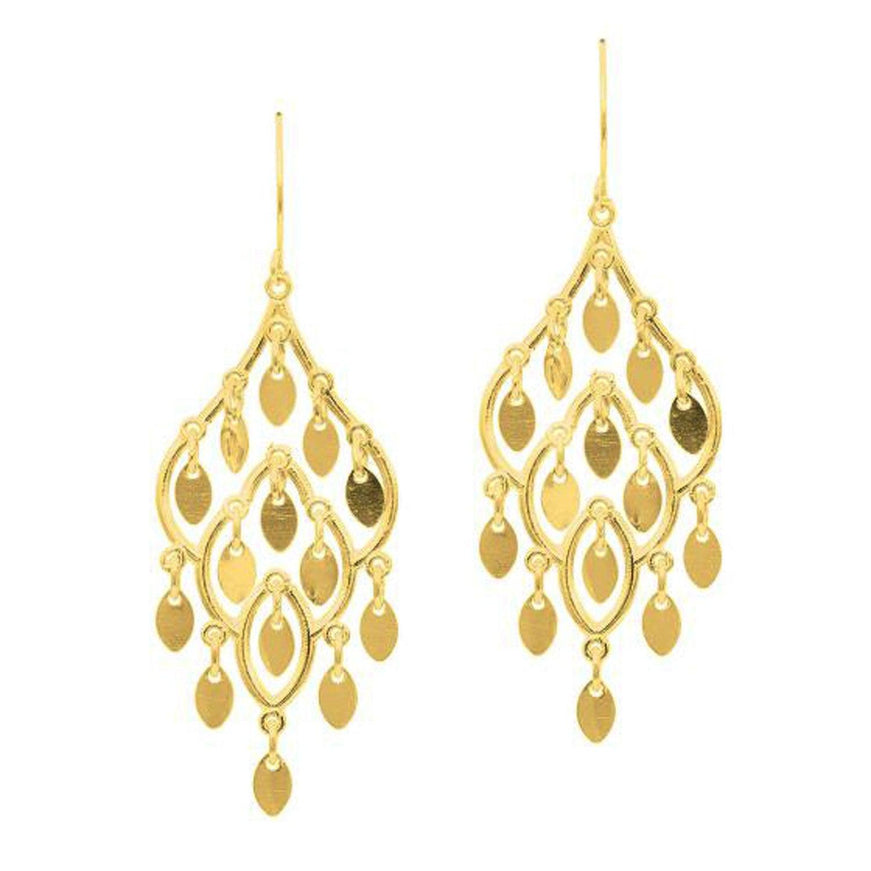 14K Yellow Gold Polished Chandelier Earring - Ellie Belle