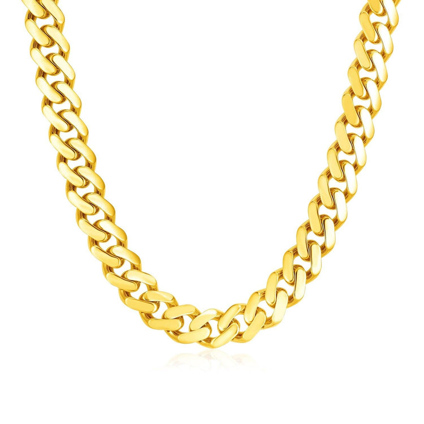 14k Yellow Gold Polished Miami Cuban Chain Necklace - Ellie Belle