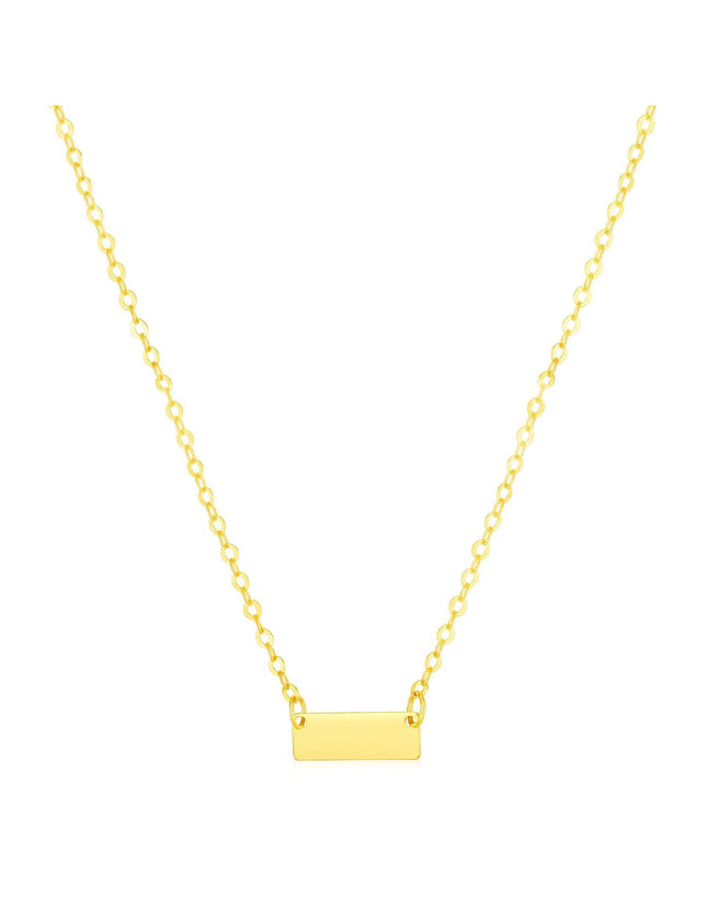 14k Yellow Gold Polished Mini Bar Necklace - Ellie Belle
