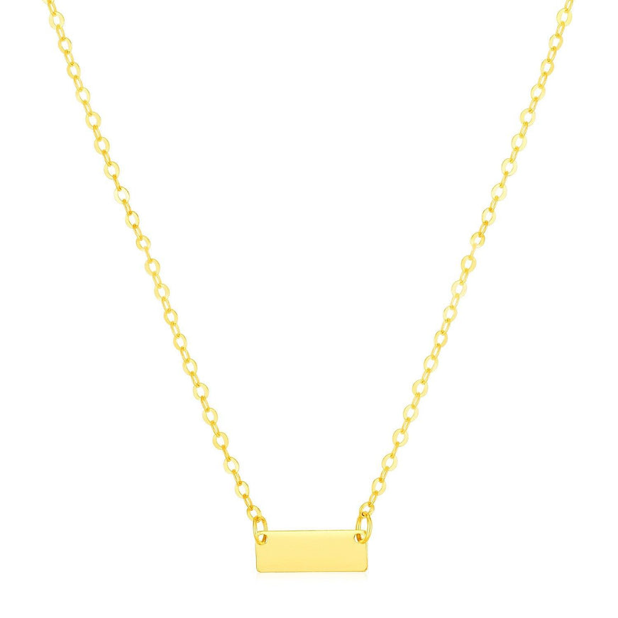 14k Yellow Gold Polished Mini Bar Necklace - Ellie Belle