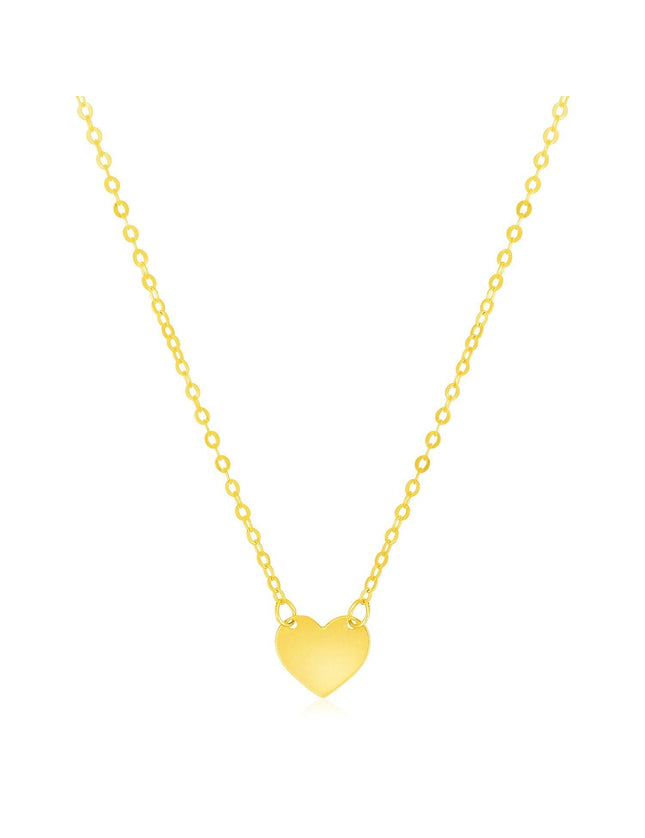 14k Yellow Gold Polished Mini Heart Necklace - Ellie Belle