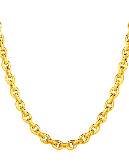 14k Yellow Gold Polished Oval Link Necklace - Ellie Belle