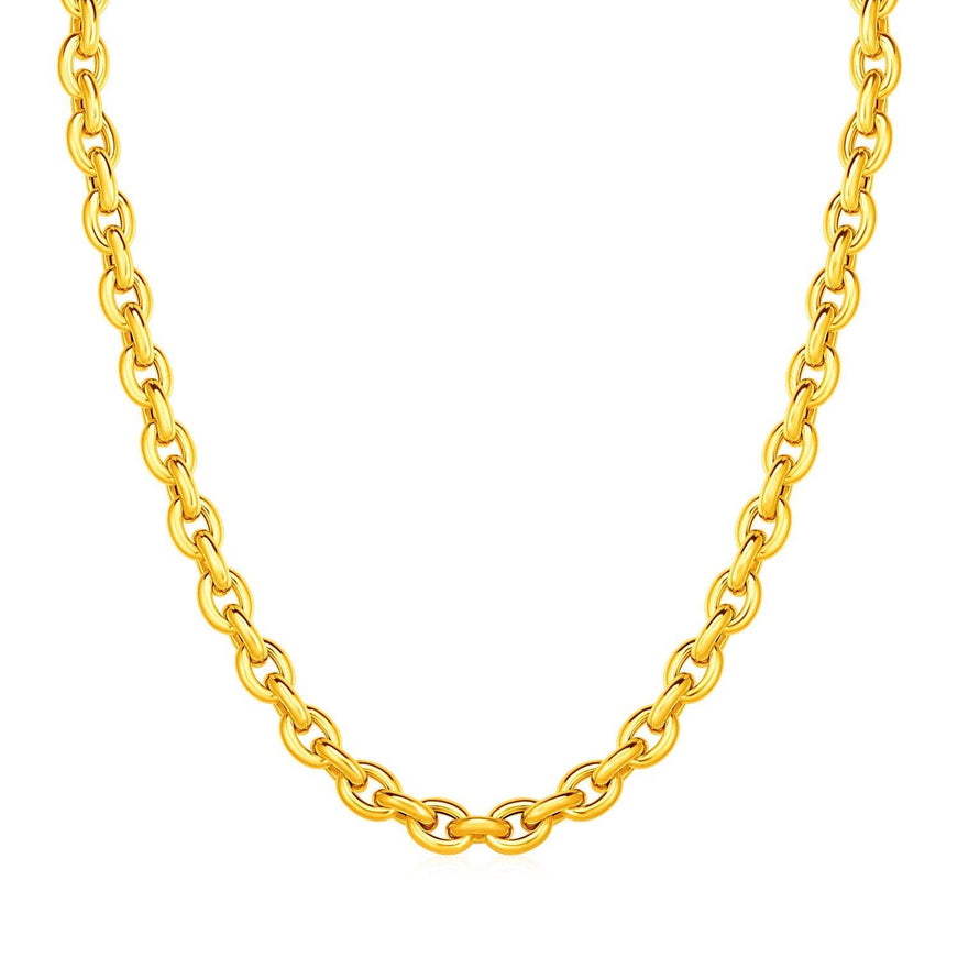 14k Yellow Gold Polished Oval Link Necklace - Ellie Belle