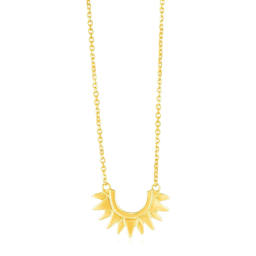 14k Yellow Gold Polished Sunburst Necklace - Ellie Belle