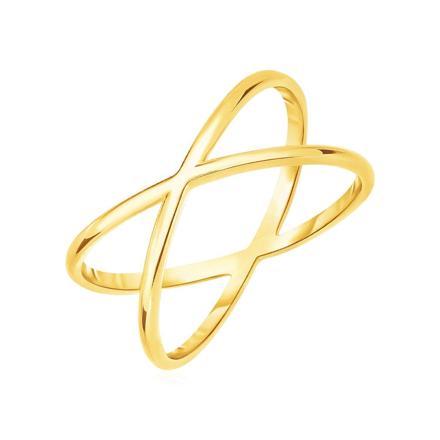 14k Yellow Gold Polished X Profile Ring - Ellie Belle