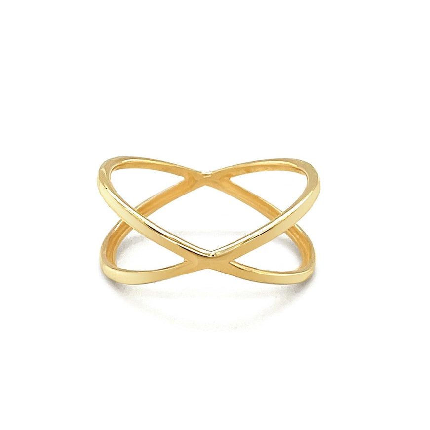 14k Yellow Gold Polished X Profile Ring - Ellie Belle