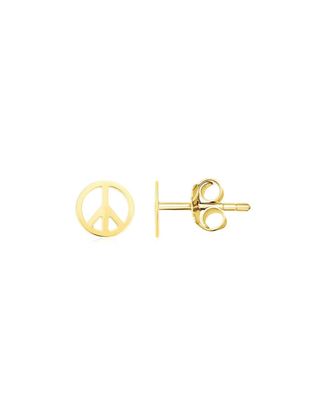 14k Yellow Gold Post Earrings with Peace Signs - Ellie Belle